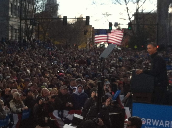 Tổng thống Obama phát biểu trước các cử tri ở New Hampshire.